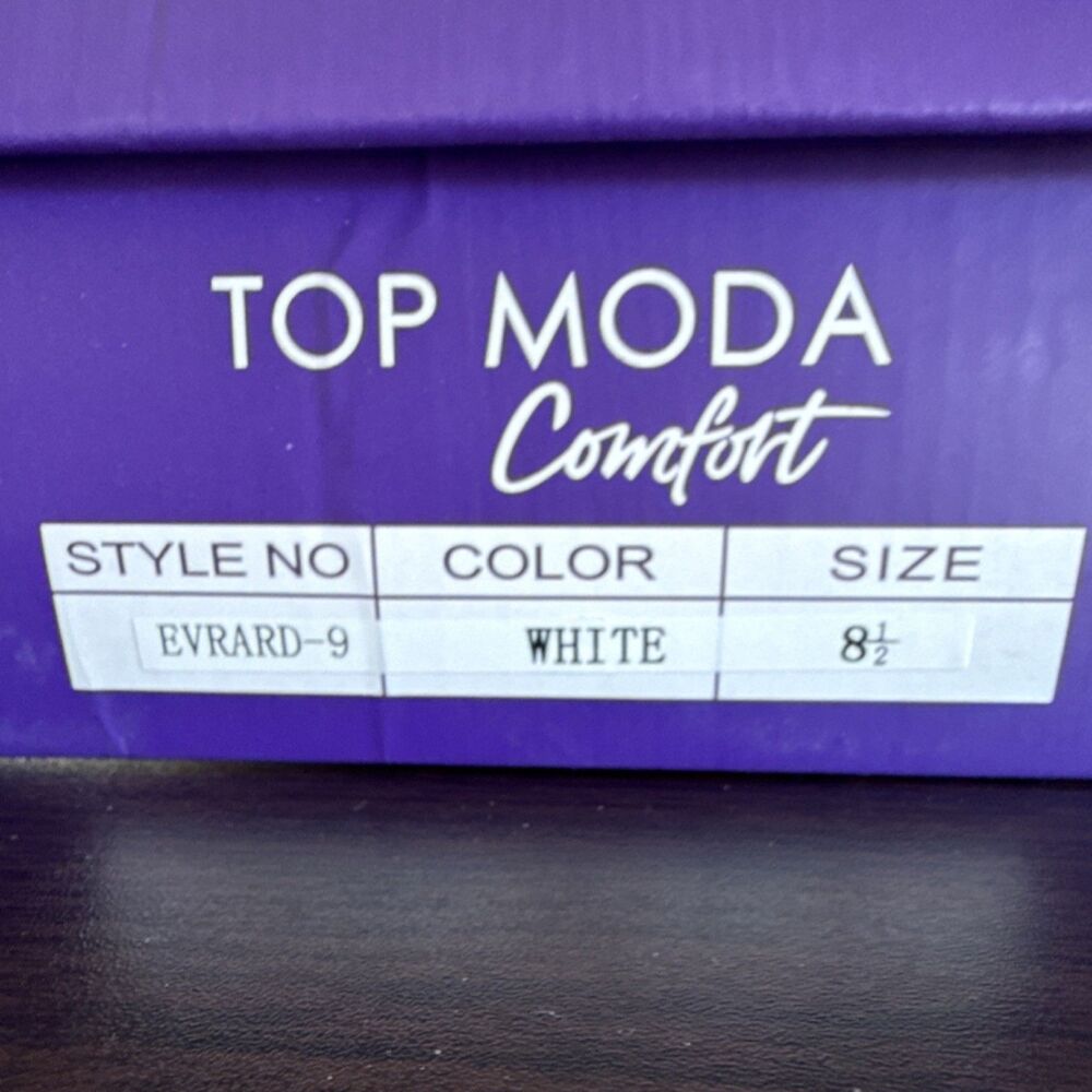 TOP MODA Comfort Strappy Wedge White Sandals Women’s Size 8.5 - Picture 3 of 9